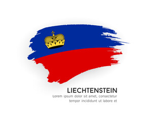 Wall Mural - Flag of Liechtenstein, brush stroke design isolated on white background, EPS10 vector illustration
