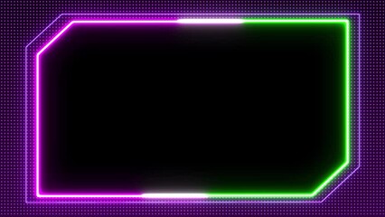 Wall Mural - Abstract light neon frame on black background. laser show looped animation. 4K video