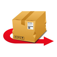 Return Packaging Concept,sending Back Damaged Parcel Vector Illustration.