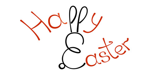 Wall Mural - Happy Easter lettering, PNG, illustration with transparent background.