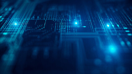 Fototapete - Blue technology background/Technology background of the dot and line, can be used in the description of technological processes, science, education. Can be used as digital dynamic wallpaper. 3d render