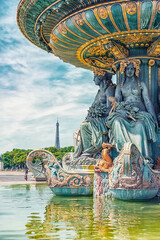 Wall Mural - fontaines de la concorde in paris city