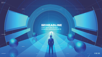 Aufkleber - Space sense vector background leading to future technology tunnel