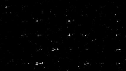 Poster - Template animation of evenly spaced social distance symbols of different sizes and opacity. Animation of transparency and size. Seamless looped 4k animation on black background with stars