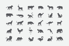 Wildlife Icons Set. Animals Icon Pack. Wild, Pet, Zoo Vector Icon Set. Vector Illustration