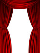 Red curtain isolated on a white background - design element banner