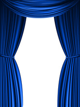 Blue Curtain Isolated On A White Background - Design Element Banner