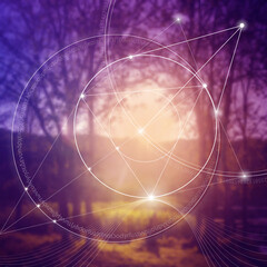 Sacred geometry. Mathematics, nature, and spirituality  in space. Fibonacci row. There is no beginning and no end of the Universe, and no beginning and no end of the Life and the Bliss.