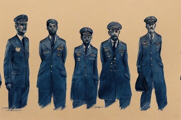 Wall Mural - Air Crew. High quality 2d illustration