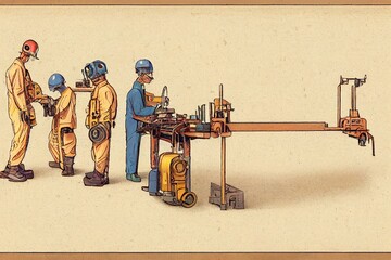 Canvas Print - Assemblers and Fabricators. High quality 2d illustration