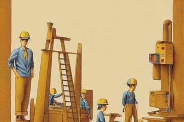 Poster - Assemblers and Fabricators. High quality 2d illustration