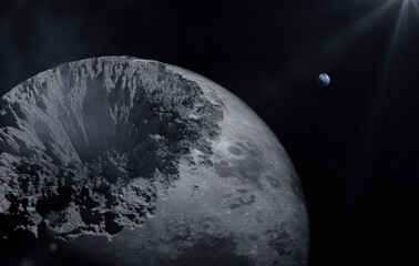 Wall Mural - moon collapse, surface shrink and crack