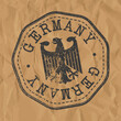 Germany Stamp Travel Passport. Design Retro SYmbol Country. Old Vintage Postmark.
