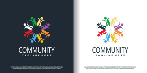 community logo design vector with creative concept premium vector