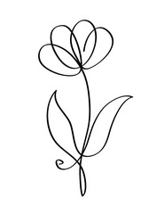 Wall Mural - Flower with one line, PNG with transparent background.