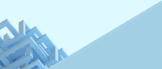Aufkleber - Creative Business ideas. Architecture Background and Geometric Shape design for internet connection network concept on Blue. Development, software, copy space, digital, banner, website -3d Rendering