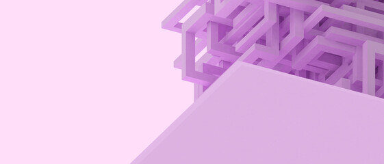 Poster - Creative Business ideas. Architecture Background and Geometric Shape design for Futuristic Innovation Technology concept on purple. Internet, connection, Innovation, digital, banner -3d Rendering
