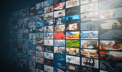 television streaming video, multimedia wall