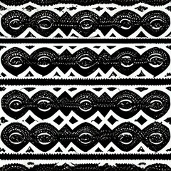 Wall Mural - Polynesian tribal pattern tattoo, aboriginal samoan band, maori seamless art bracelets ornament, polynesian line tattoo pattern, maori black and white texture border, ethnic ornament tribal band.