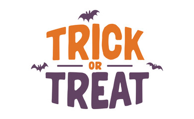 Wall Mural - Trick or Treat lettering design with flying bats. Halloween card or banner spooky design.