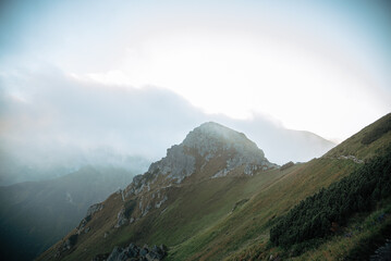 Landscape with mountains (Tatras) from a height