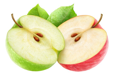 Wall Mural - Red and green apple halves, cut out