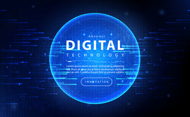 Digital Ai big data technology banner blue background, online cyber security technology, abstract privacy hi tech binary code, innovation future data, internet network connection, illustration vector