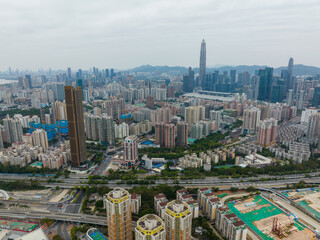 Fototapete - Top view of shenzhen futian district