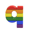 Symbol 3d made of LGBT flag colors. letter q