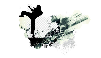 Wall Mural - Young male karate warrior. Healthy lifestyle. Martial arts