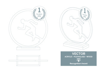 marathon competitions trophy vector template, marathon runner trophy template, marathon championship