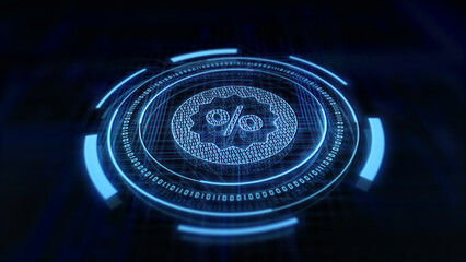 Poster - percentage icon 3D on blue background 3d illustration