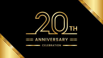 Wall Mural - 20th Anniversary Celebration with golden text, Golden anniversary vector template