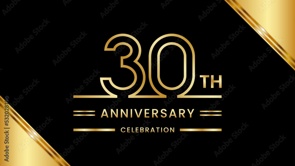 30th Anniversary Celebration with golden text, Golden anniversary ...