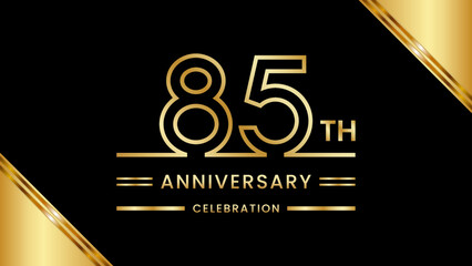 85th Anniversary Celebration with golden text, Golden anniversary vector template