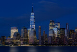 Fototapeta Nowy Jork - New York City skyline at night. View from Hudson river, New York, USA, America. . High quality photo
