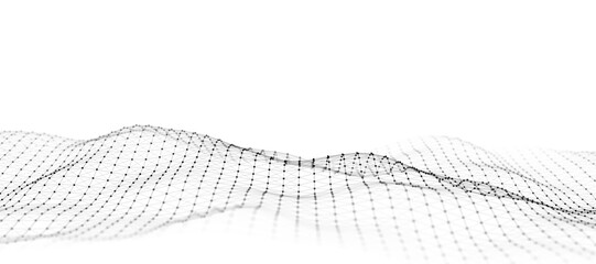 Fototapete - Technology white wave. Big data visualization. Analytics representation. Digital background. 3d rendering.