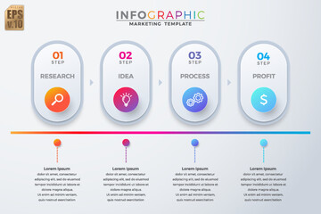 Infographic Business colorful template vector design Round icons 4 options or steps in minimal style. You can used for Marketing process; flow chart; print ad.