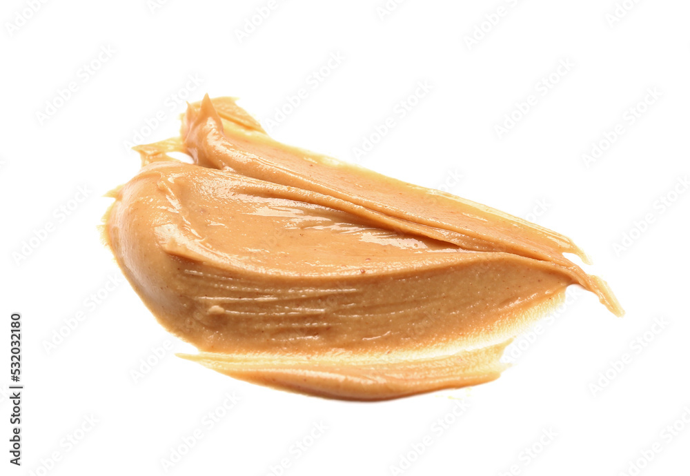 Sample of nut butter on white background