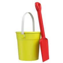 3D Rendering Illustration Of A Beach Bucket And Shovel