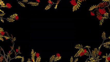 Wall Mural - Autumn Rowan Tree - Frame Screen Decoration - 3D Animation Loop with Alpha Channel