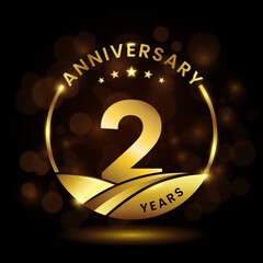 2 years anniversary, Anniversary celebration logo design. vector template illustration