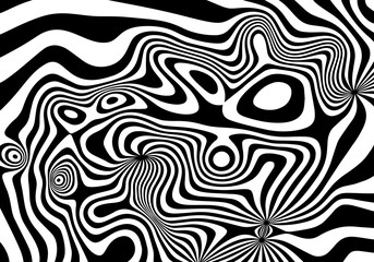 Poster - Wavy Psychedelic Trippy Pattern. Abstract Vector Swirl Backgrounds. 1970 Aesthetic Textures with Flowing Waves