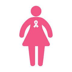 Wall Mural - breast cancer ribbon in woman