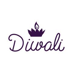 Sticker - diwali lettering with lantern