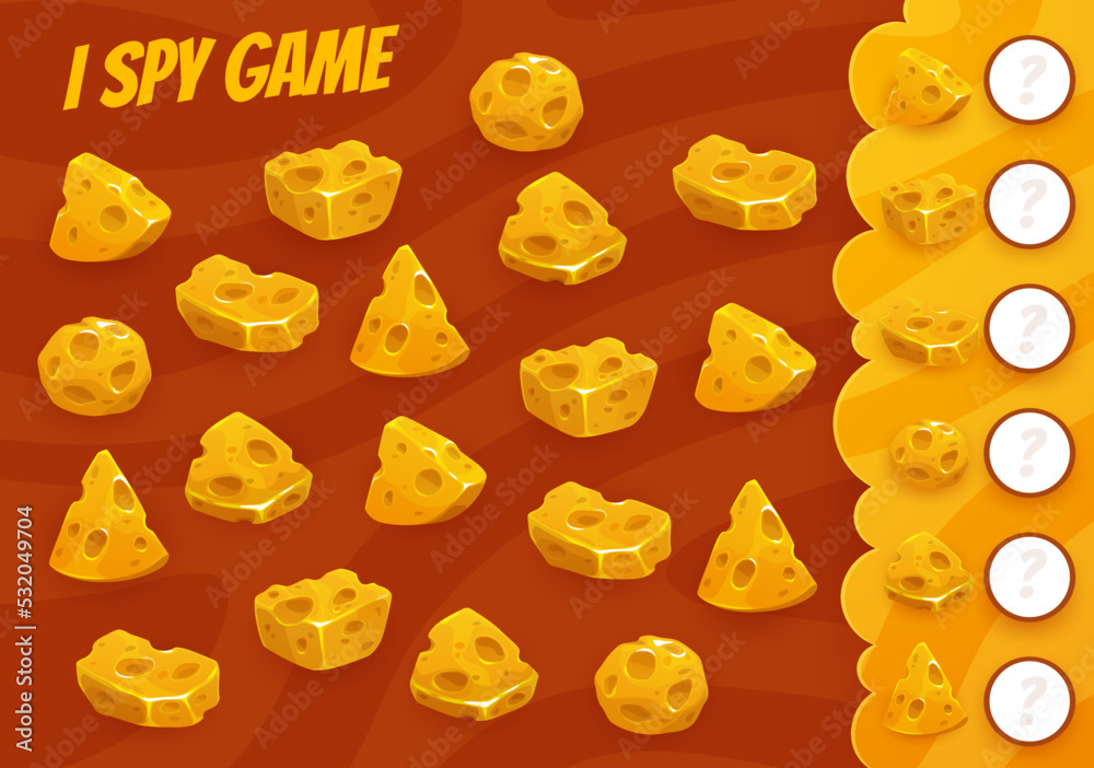 Vector de Stock Cartoon maasdam, emmental cheese I spy game worksheet ...