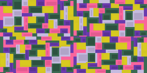 Aufkleber - Multicolored rectangular patches in an abstract symmetrical pattern. For prints, decoration, textile, digital.