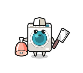 Sticker - Illustration of washing machine character as a butcher