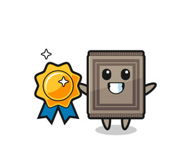 Sticker - carpet mascot illustration holding a golden badge