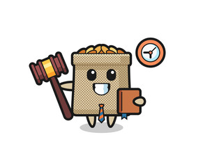 Sticker - Mascot cartoon of wheat sack as a judge